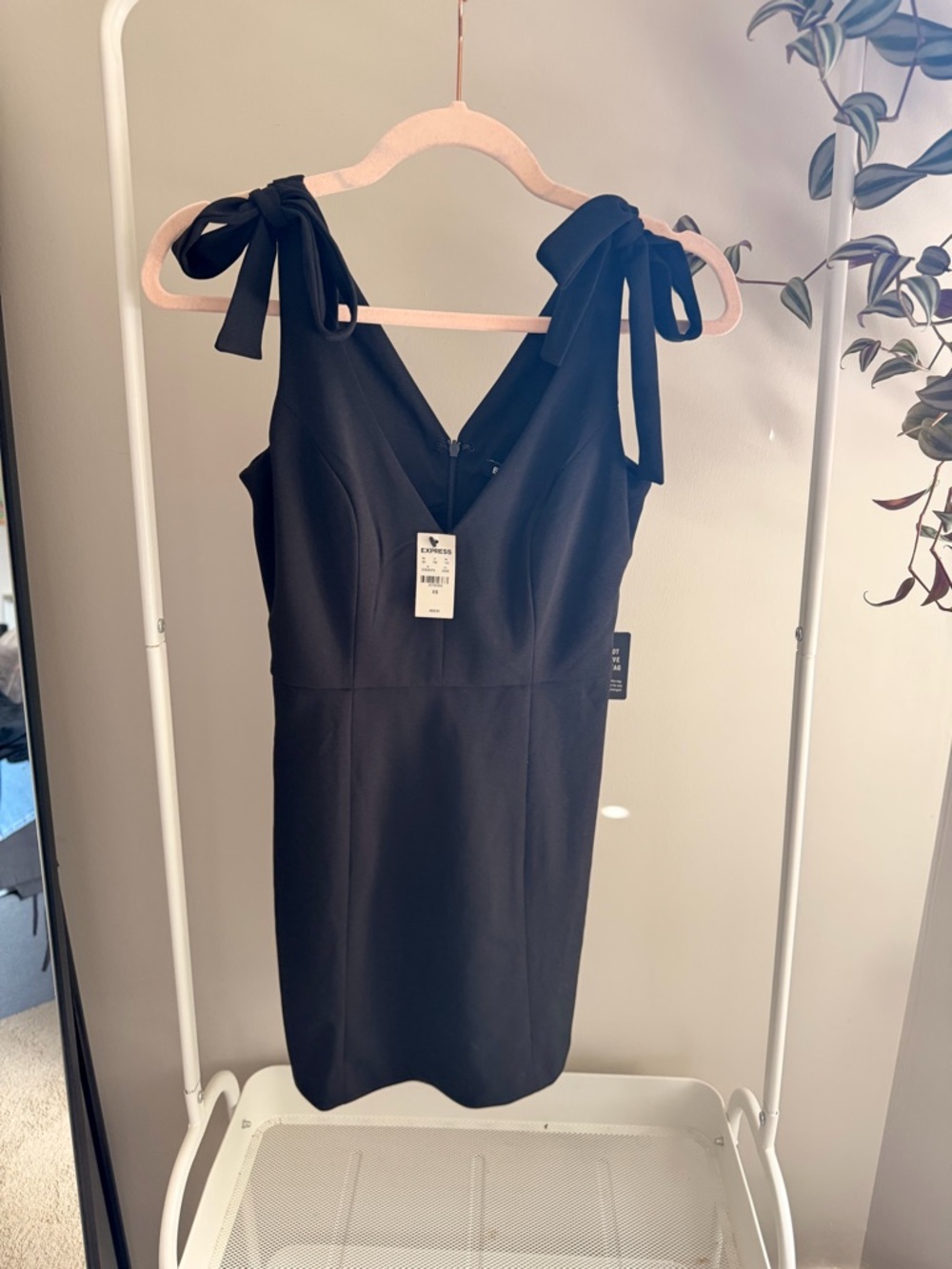 Express Black Tie-Shoulder Mini Dress
